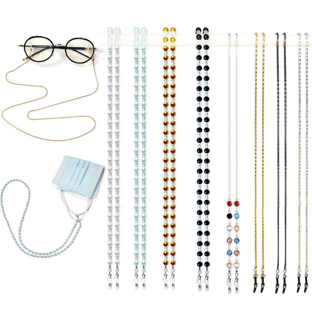 5719 Eyeglass Chain,8 Pcs Beaded Eye Glasses Strap Holders around Neck &